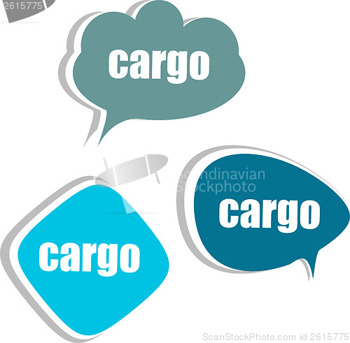 Image of cargo. Set of stickers, labels, tags. Template for infographics