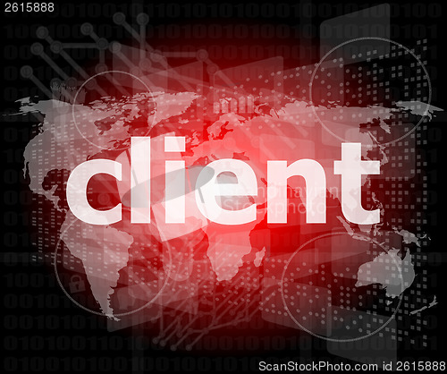 Image of SEO web design concept: client on business digital background