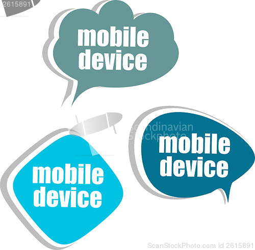 Image of mobile device, Set of stickers, labels, tags. Template for infographics