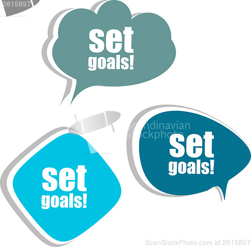 Image of set goals. Set of stickers, labels, tags. Template for infographics