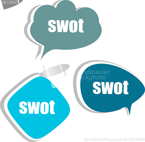 Image of swot. Set of stickers, labels, tags. Template for infographics