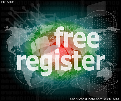 Image of digital background with free registration word. global internet concept