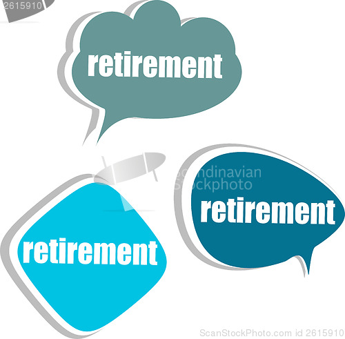 Image of retirement. Set of stickers, labels, tags. Business banners, infographics