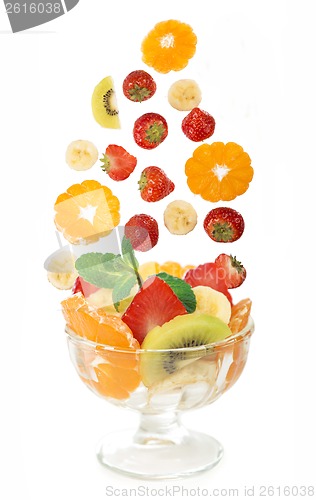 Image of glass bowl with fresh fruits salad