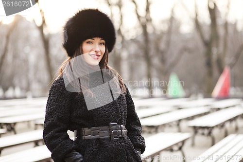 Image of Business woman in winter city