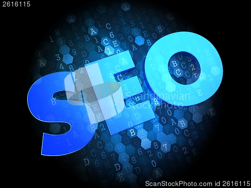 Image of SEO on Dark Digital Background.