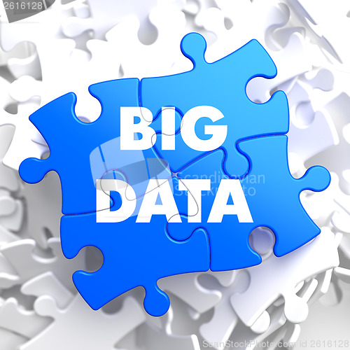 Image of Big Data on Blue Puzzle.