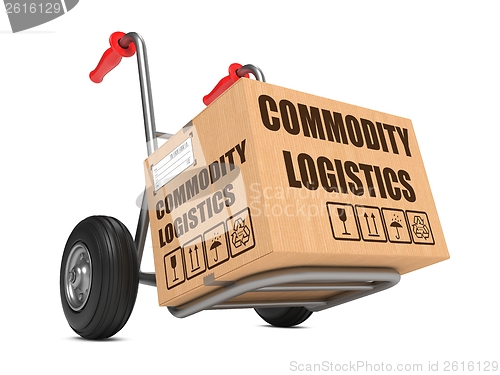 Image of Commodity Logistics - Cardboard Box on Hand Truck.