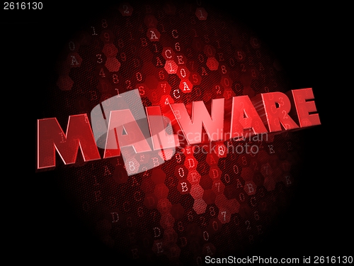 Image of Malware on Dark Digital Background.