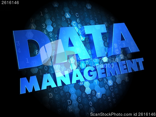 Image of Data Management on Dark Digital Background.