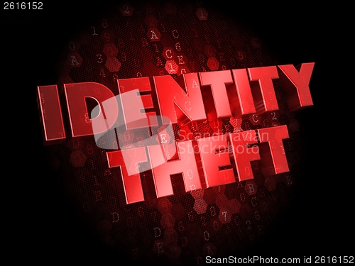 Image of Identity Theft on Dark Digital Background.