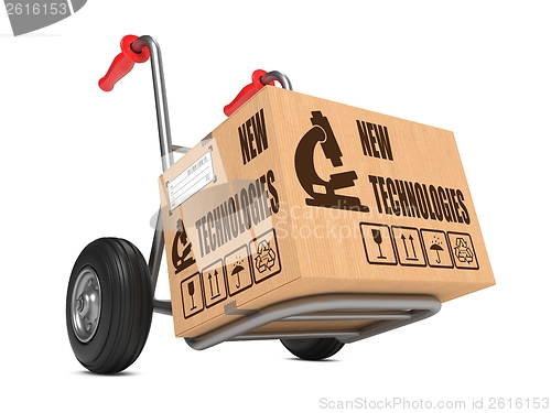 Image of New Technologies - Cardboard Box on Hand Truck.