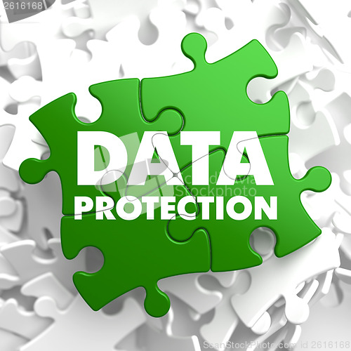 Image of Data Protection on Green Puzzle.