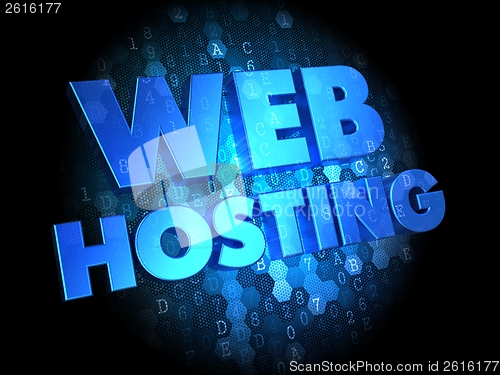 Image of Web Hosting on Dark Digital Background.