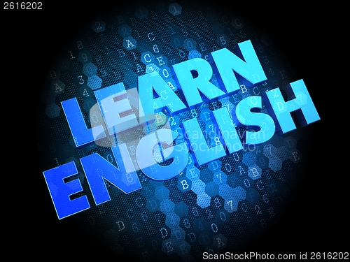 Image of Learn English on Dark Digital Background.