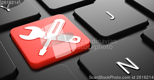 Image of Service Concept on Red Keyboard Button.