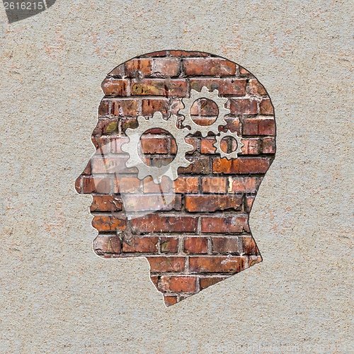 Image of Psychological Concept on the Brick Wall.
