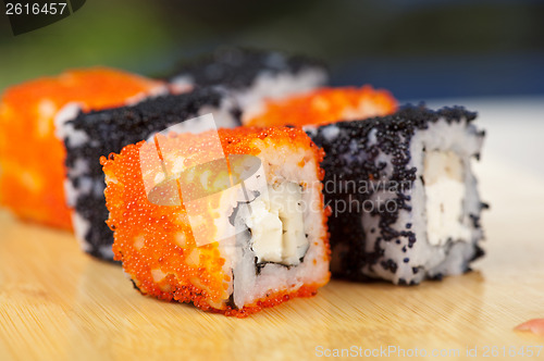 Image of tobico sushi rolls