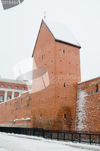 Image of Fortress wall in Riga in snowy winter day