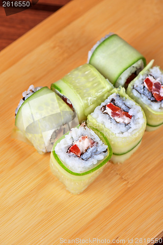 Image of cucumber sushi rolls