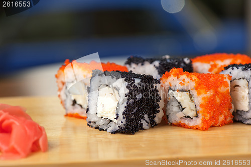 Image of tobico sushi rolls