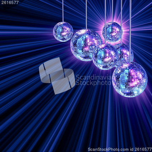 Image of Colorful funky background with mirror disco balls