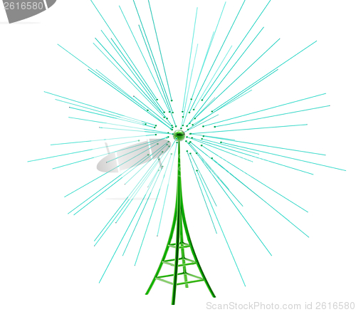 Image of digital transmitter sends signals from high tower