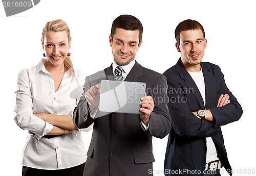Image of Business Team With Touch Pad