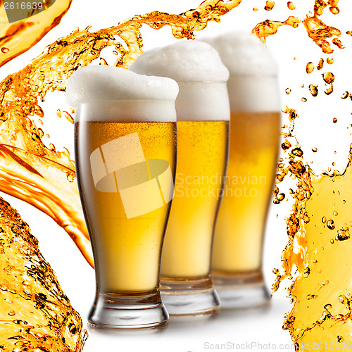 Image of Beer in glasses isolated on white background