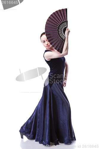 Image of young woman dancing flamenco isolated on white