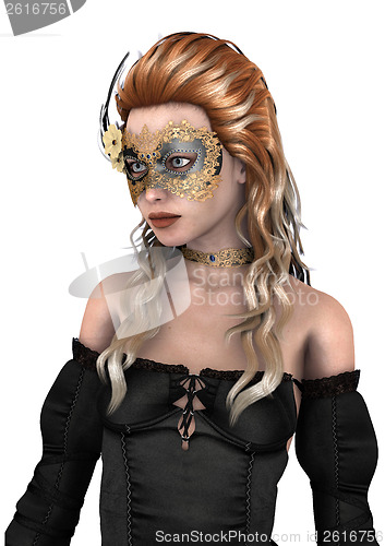 Image of Beautiful Woman with Masquerade Mask