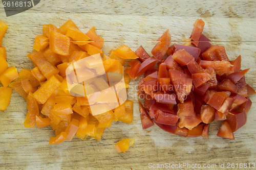 Image of slices of colorful sweet bell pepper