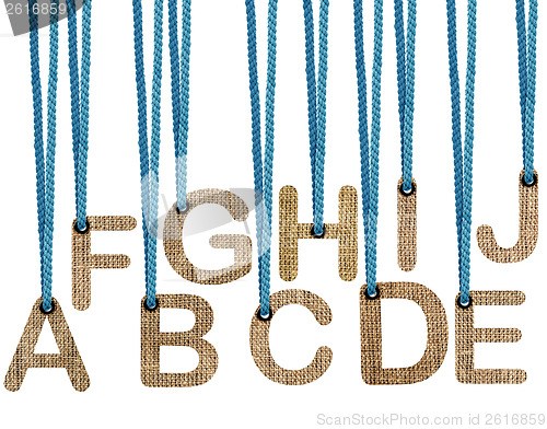 Image of Letters hanging strings