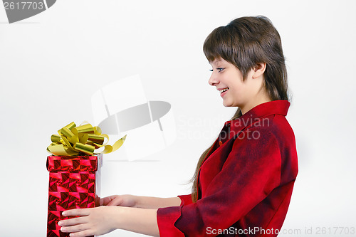 Image of young woman with packaged gift