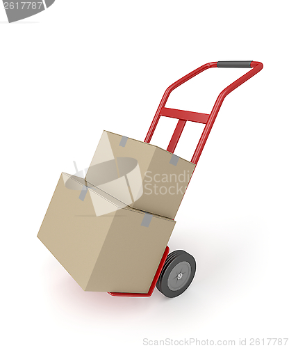 Image of Hand truck with boxes