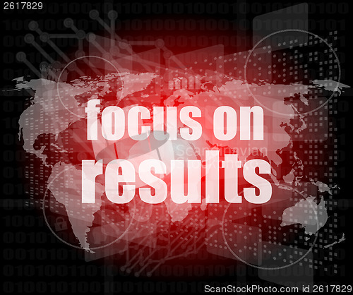 Image of Life style concept: words focus on results on digital touch screen