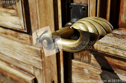 Image of close-up of a copper doorknob