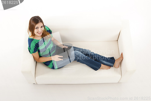 Image of Woman using a tablet