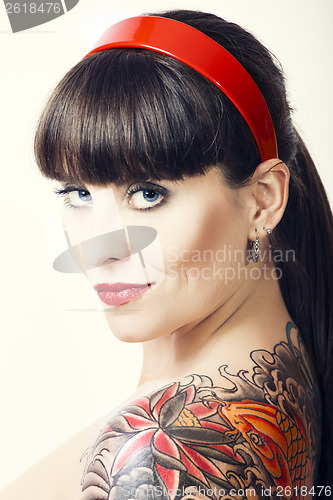 Image of Vintage woman with a tattoo