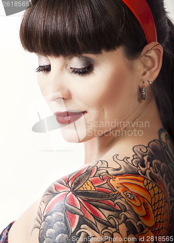 Image of Vintage woman with a tattoo