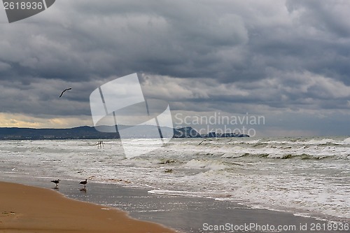 Image of Beach of Anapa in September. Black Sea. Russia.