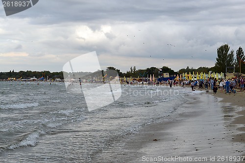 Image of Beach of Anapa in September. Black Sea. Russia.