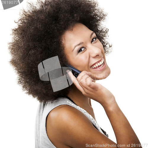 Image of Beautiful woman at cellphone