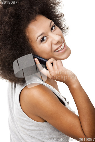 Image of Beautiful woman at cellphone