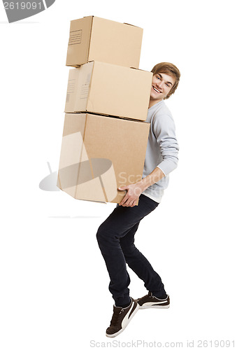 Image of Man holding card boxes