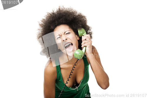 Image of Angry woman at phone