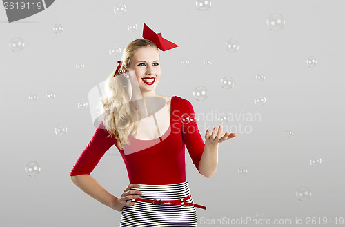 Image of Fashion woman with water bubbles