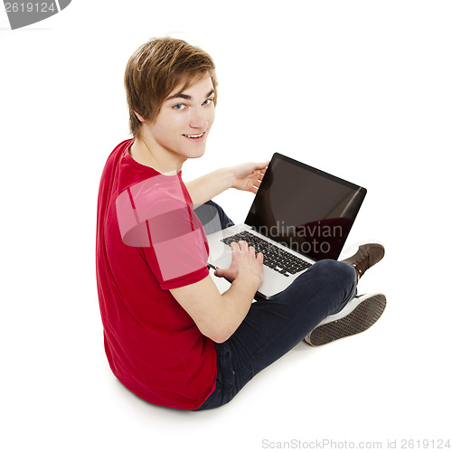 Image of Man working with a laptop