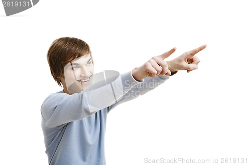 Image of Young man pointing