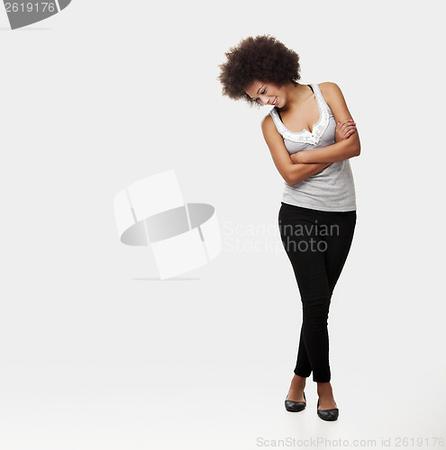 Image of Beautiful woman looking back